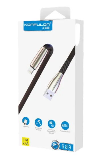 Konfulon S89 Metal Uçlu Lightning Kablo iphone Uyumlu 1M 2.4A - Mavi resmi