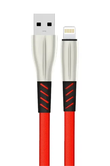 Konfulon S89 Metal Uçlu Lightning Kablo iphone Uyumlu 1M 2.4A - Kırmızı resmi