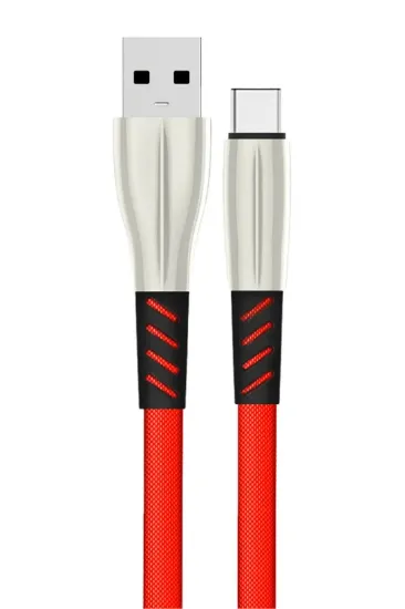 Konfulon S90 Metal Uçlu Type-C Kablo 1M 2.4A - Kırmızı resmi