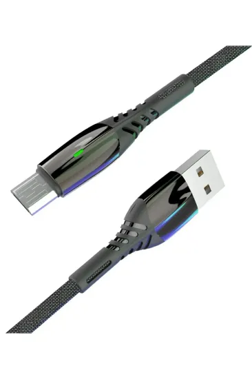 Konfulon S91 Ledli Micro USB Kablo 1M 2.4A - Siyah resmi