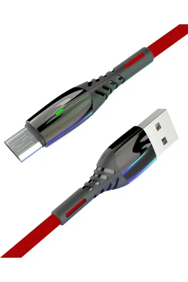 Konfulon S91 Ledli Micro USB Kablo 1M 2.4A - Kırmızı resmi