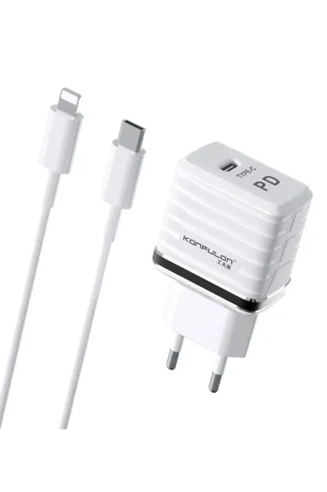 Konfulon C32D 20W PD Şarj Cihazı + DC13 1M 20W Type-C to Lightning Kablolu Şarj Cihazı iphone Uyumlu resmi