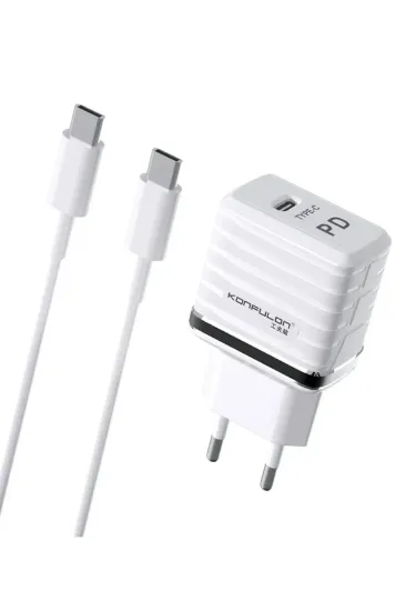 Konfulon C32D 20W PD Şarj Cihazı + DC15 1M 20W 5A Type-C to Type-C Kablolu Şarj Cihazı resmi