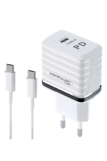 Konfulon C32D 20W PD Şarj Cihazı + DC15 1M 20W 5A Type-C to Type-C Kablolu Şarj Cihazı resmi