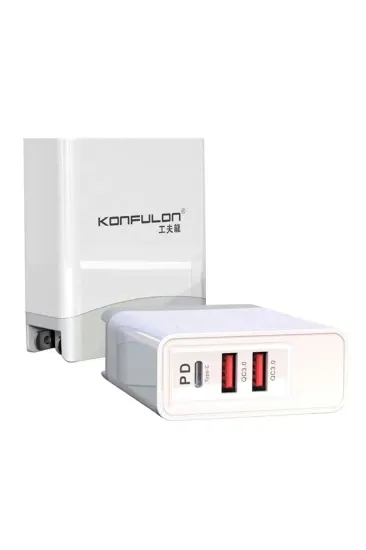 Konfulon C56Q 2 USB Type-C 3.0 Quick PD 30W Seyahat Şarj Cihazı resmi