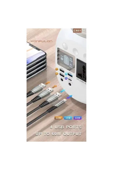 Konfulon CN01 Powerbank 45.000 mAh Kamp Şarj PD - Beyaz resmi