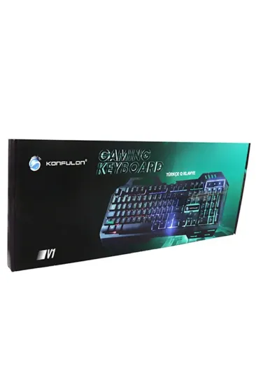 Konfulon V1 RGB Işıklı Metal Yüzey Türkçe Q Kablolu Gaming Klavye resmi