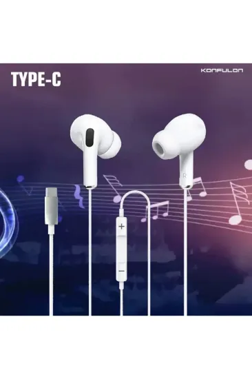 Konfulon INA16 Type-C Kablolu Kulak İçi Kulaklık - Beyaz resmi