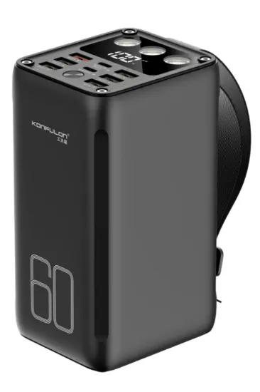Konfulon A28Q 60.000 mAh 1 Adet 22.5W Usb / 1 Adet 20W Type-C ve 5 Adet 15W Usb Çıkışlı PD Powerbank - Siyah resmi