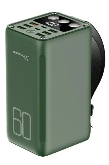 Konfulon A28Q 60.000 mAh 1 Adet 22.5W Usb / 1 Adet 20W Type-C ve 5 Adet 15W Usb Çıkışlı PD Powerbank - Yeşil resmi