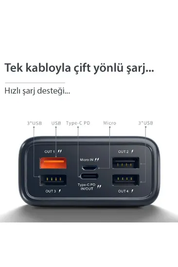 Konfulon A26Q Powerbank 30.000 mAh PD 20W Hızlı Şarj - Siyah resmi