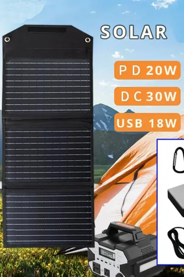 Konfulon SH-03 30W Hızlı Şarj Taşınabilir Güneş Enerji Paneli Şarj İstasyonu - Siyah resmi