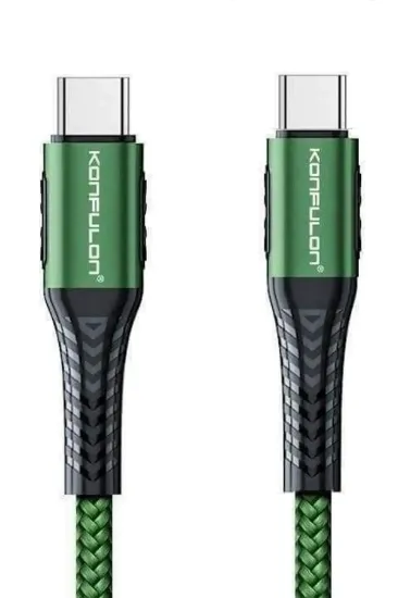 Konfulon DC43 Type-C to Type-C 1M Örgü 60W Hızlı Şarj Kablo - Yeşil resmi