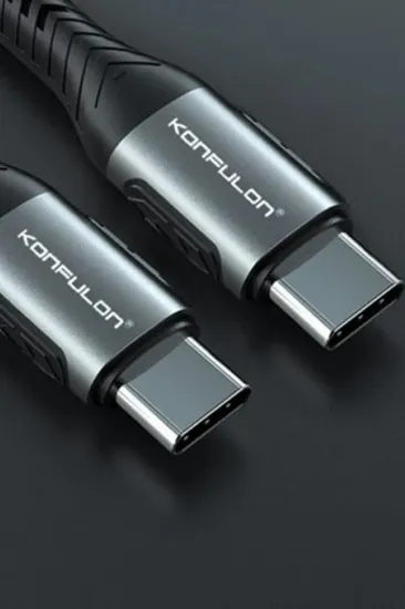 Konfulon DC43 Type-C to Type-C 1M Örgü 60W Hızlı Şarj Kablo - Yeşil resmi