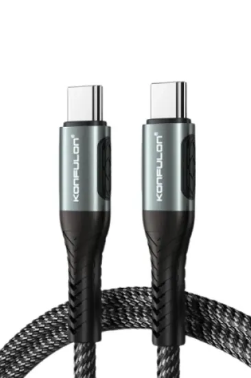 Konfulon DC43 Type-C to Type-C 1M Örgü 60W Hızlı Şarj Kablo - Siyah resmi