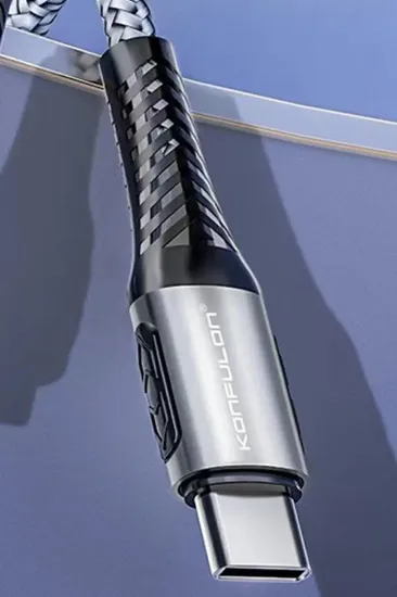 Konfulon DC43 Type-C to Type-C 1M Örgü 60W Hızlı Şarj Kablo - Siyah resmi