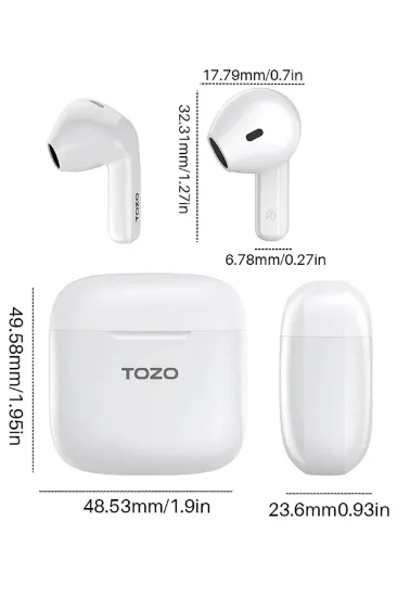 Tozo A3 Çağrı Gürültü Engelleyici Özellikli Ultra Hafif Bluetooth 5.3 Kablosuz TWS Airpods Kulaklık - Beyaz resmi