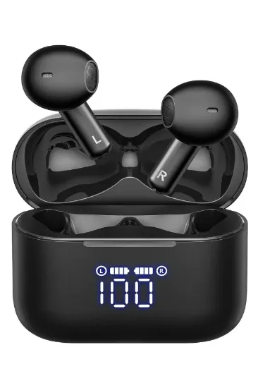 Tozo T21 Tonal Fits Dijital Şarj Göstergeli IPX8 Su Geçirmez 14.2mm Dinamik Sürücü Kablosuz TWS Airpods Kulaklık - Siyah resmi