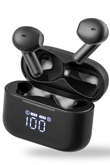 Tozo T21 Tonal Fits Dijital Şarj Göstergeli IPX8 Su Geçirmez 14.2mm Dinamik Sürücü Kablosuz TWS Airpods Kulaklık - Siyah resmi