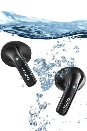 Tozo T21 Tonal Fits Dijital Şarj Göstergeli IPX8 Su Geçirmez 14.2mm Dinamik Sürücü Kablosuz TWS Airpods Kulaklık - Siyah resmi