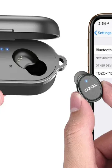 Tozo T10S Çağrı Gürültü Engelleyici Özellikli Ultra Hafif IPX8 Su Geçirmez Bluetooth 5.2 Kablosuz Airpods Kulaklık - Siyah resmi