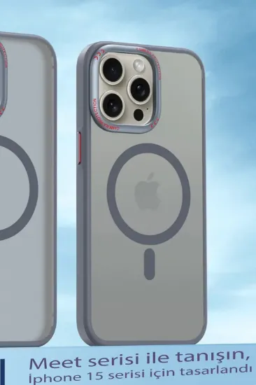 Movenchy iPhone 14 Pro Max Kılıf Radyant Magsafe Kapak - Titan Gri resmi