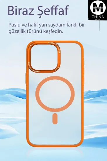 Movenchy iPhone 15 Kılıf Radyant Magsafe Kapak - Turuncu resmi