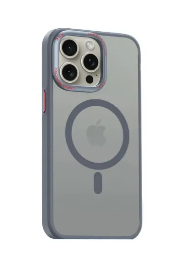 Movenchy iPhone 15 Pro Kılıf Radyant Magsafe Kapak - Titan Gri resmi