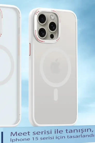 Movenchy iPhone 15 Pro Kılıf Radyant Magsafe Kapak - Beyaz resmi