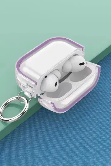 Movenchy Airpods Pro 2 (2.nesil) Shiny Şeffaf Kılıf - Mor resmi