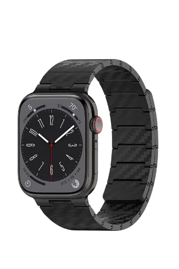 Movenchy Watch 45mm Carbon Steel Kordon - Siyah resmi