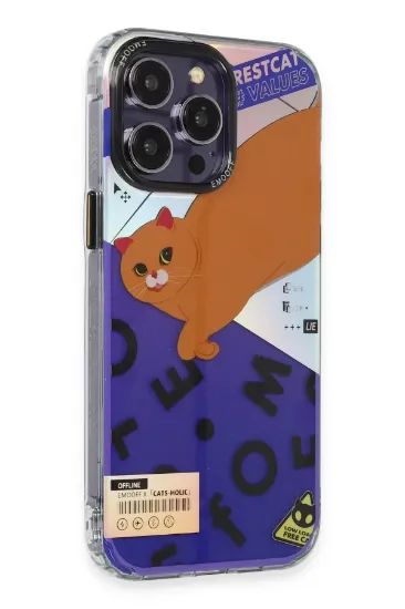 Keep Off iPhone 14 Pro Kılıf Cat Desenli Kapak - Cat - 4 resmi