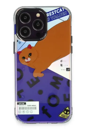 Keep Off iPhone 14 Pro Max Kılıf Cat Desenli Kapak - Cat - 4 resmi