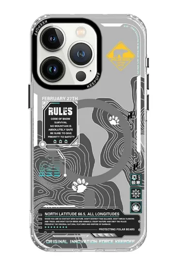 Keep Off iPhone 15 Pro Max Map Magsafe Kapak - Snowfield resmi