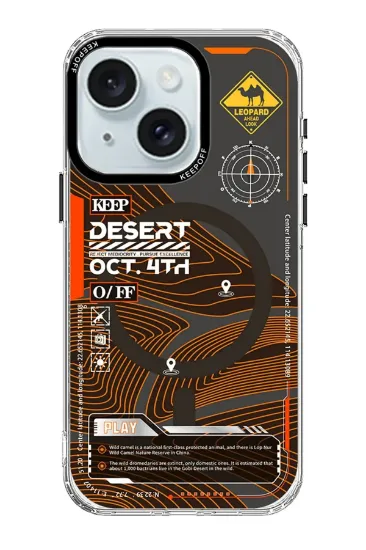 Keep Off iPhone 15 Map Magsafe Kapak - Desert resmi