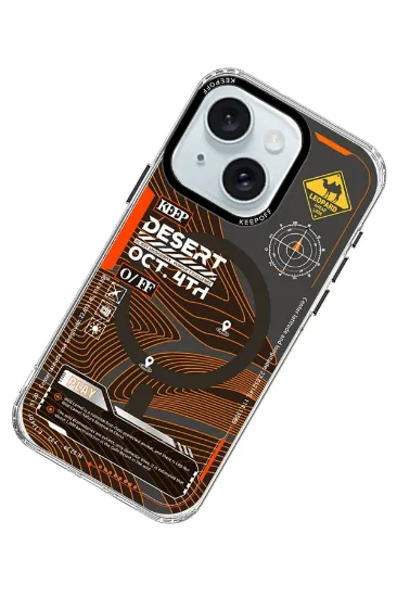 Keep Off iPhone 15 Map Magsafe Kapak - Desert resmi