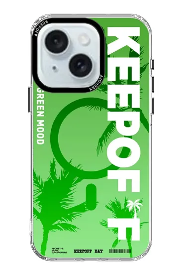 Keep Off iPhone 15 Summer Travel Magsafe Kapak - Green Mood resmi