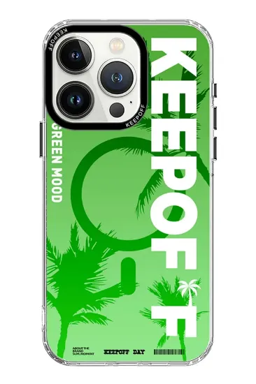 Keep Off iPhone 15 Pro Max Summer Travel Magsafe Kapak - Green Mood resmi