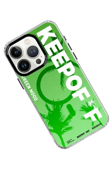 Keep Off iPhone 15 Pro Max Summer Travel Magsafe Kapak - Green Mood resmi