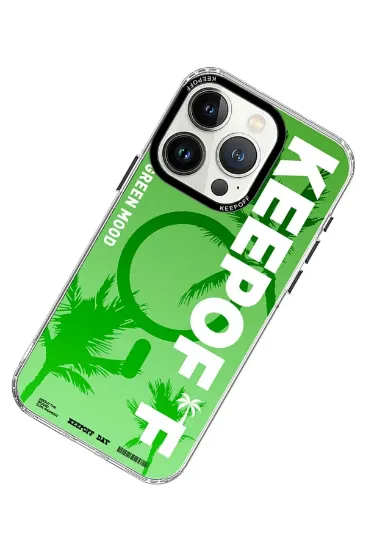 Keep Off iPhone 15 Pro Max Summer Travel Magsafe Kapak - Green Mood resmi