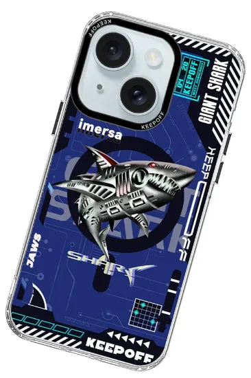 Keep Off iPhone 15 DNA Magsafe Kapak - Men Eating Shark resmi