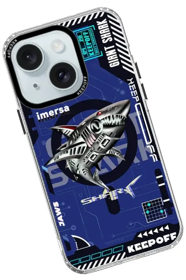 Keep Off iPhone 15 DNA Magsafe Kapak - Men Eating Shark resmi