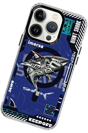 Keep Off iPhone 15 Pro Max DNA Magsafe Kapak - Men Eating Shark resmi
