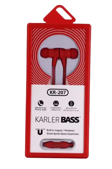 Karler Bass KR-207 Mıknatıslı Kablolu Kulaklık - Kırmızı resmi