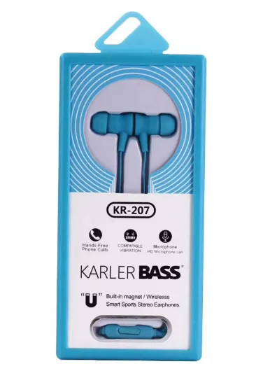 Karler Bass KR-207 Mıknatıslı Kablolu Kulaklık - Mavi resmi