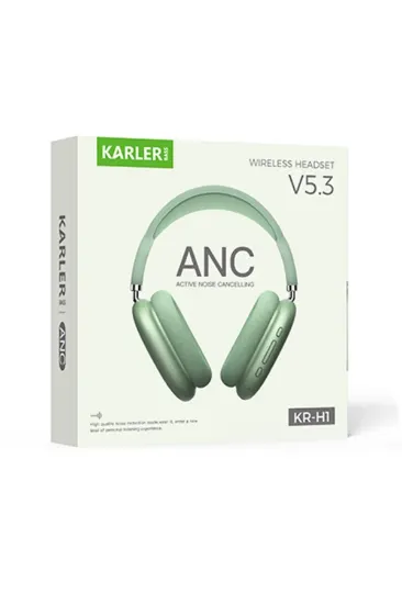 Karler Bass KRH2 Aktif Gürültü Engelleyici Özellikli BT 5.3 Kafaüstü Kablosuz Kulaklık - Yeşil resmi