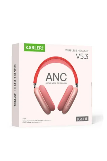 Karler Bass KRH2 Aktif Gürültü Engelleyici Özellikli BT 5.3 Kafaüstü Kablosuz Kulaklık - Pembe resmi