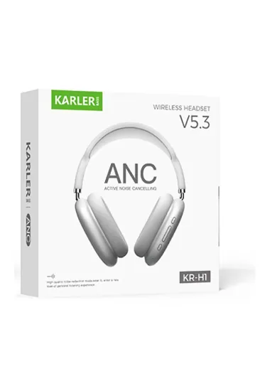Karler Bass KRH2 Aktif Gürültü Engelleyici Özellikli BT 5.3 Kafaüstü Kablosuz Kulaklık - Beyaz resmi