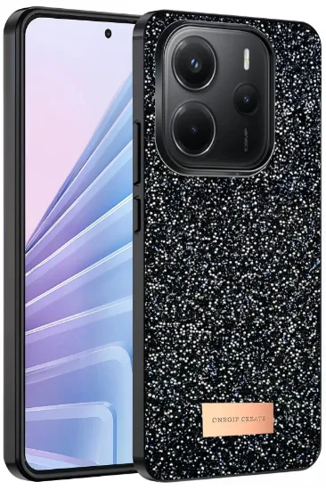 Onegif Xiaomi Redmi Note 14 4G Bright Simli Kapak - Siyah resmi