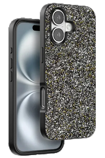 Onegif iPhone 16 Plus Bright Simli Kapak - Gümüş resmi